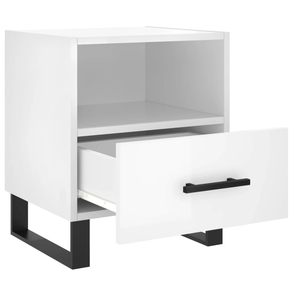 Mesita Noche 2 Uds Madera Ingeniería Blanco Brillo 40x35x47,5cm_3