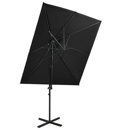 Vidaxl Sombrilla Jardín Voladiza Con Cubierta Doble Negro 250x250 Cm_0