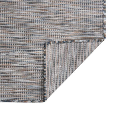 Alfombra De Exterior De Tejido Plano Marrón Y Azul - 80x250 Cm / Vetonek_4