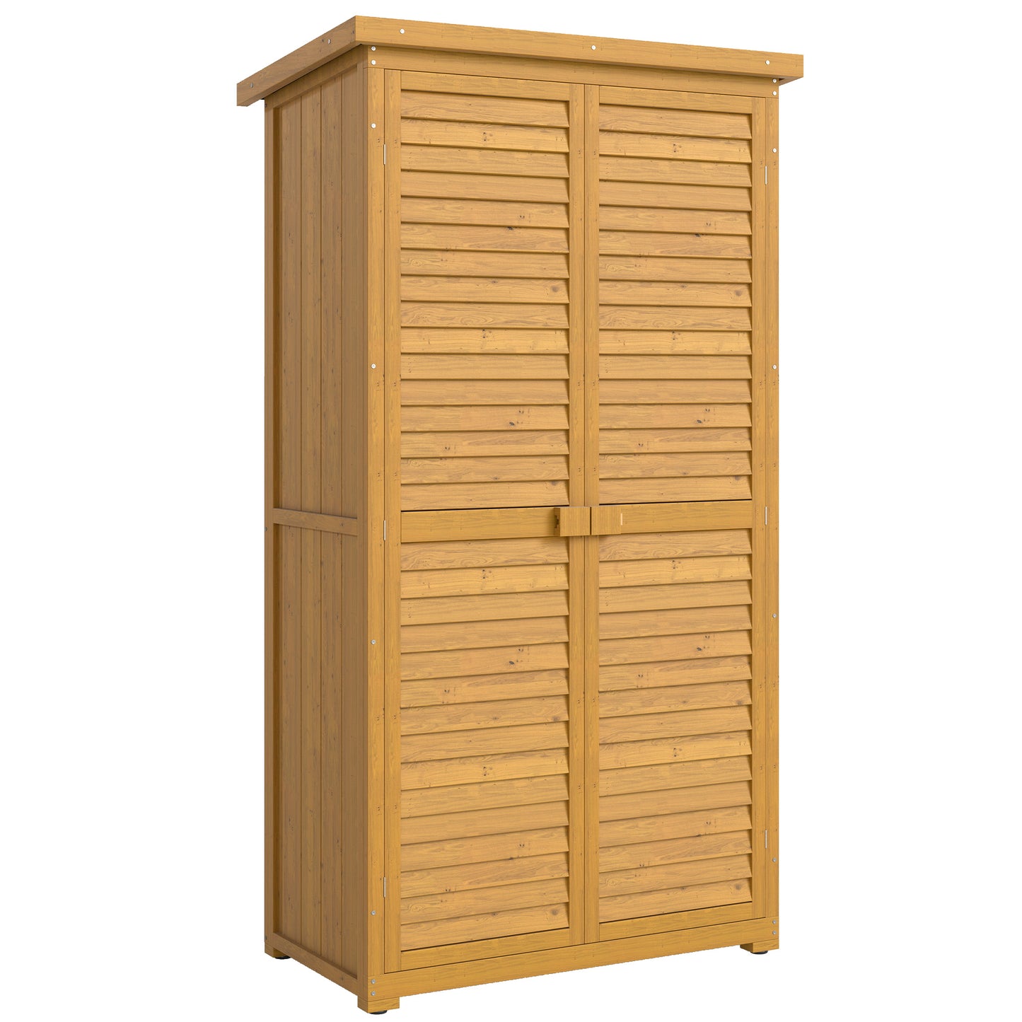 Outsunny Cobertizo De Madera 0,31 M² 87x46,5x160 Cm Con 2 Puertas Y 2 Estantes_0
