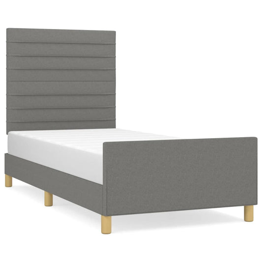Estructura De Cama Con Cabecero De Tela Gris Oscuro 90x200 Cm / Vetonek_0
