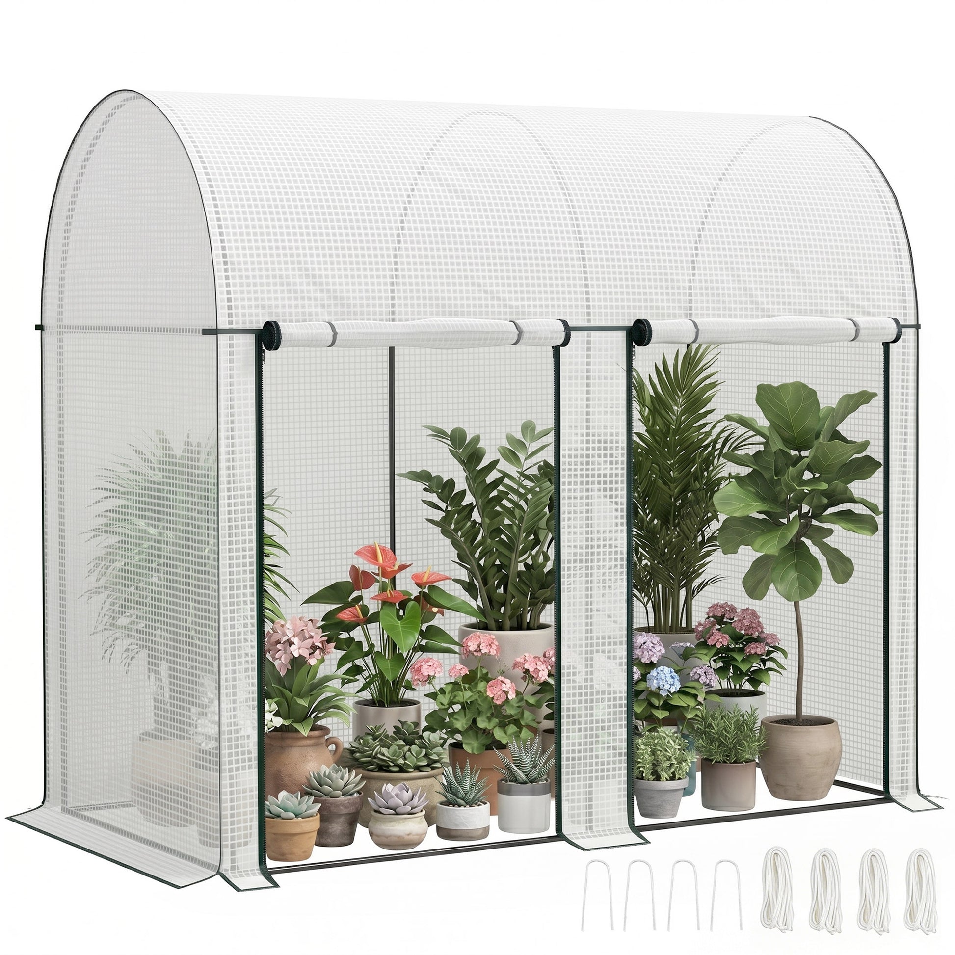 Outsunny Invernadero Pequeño Con 2 Puerta Con Cremallera 200x100x178 Cm Blanco_0