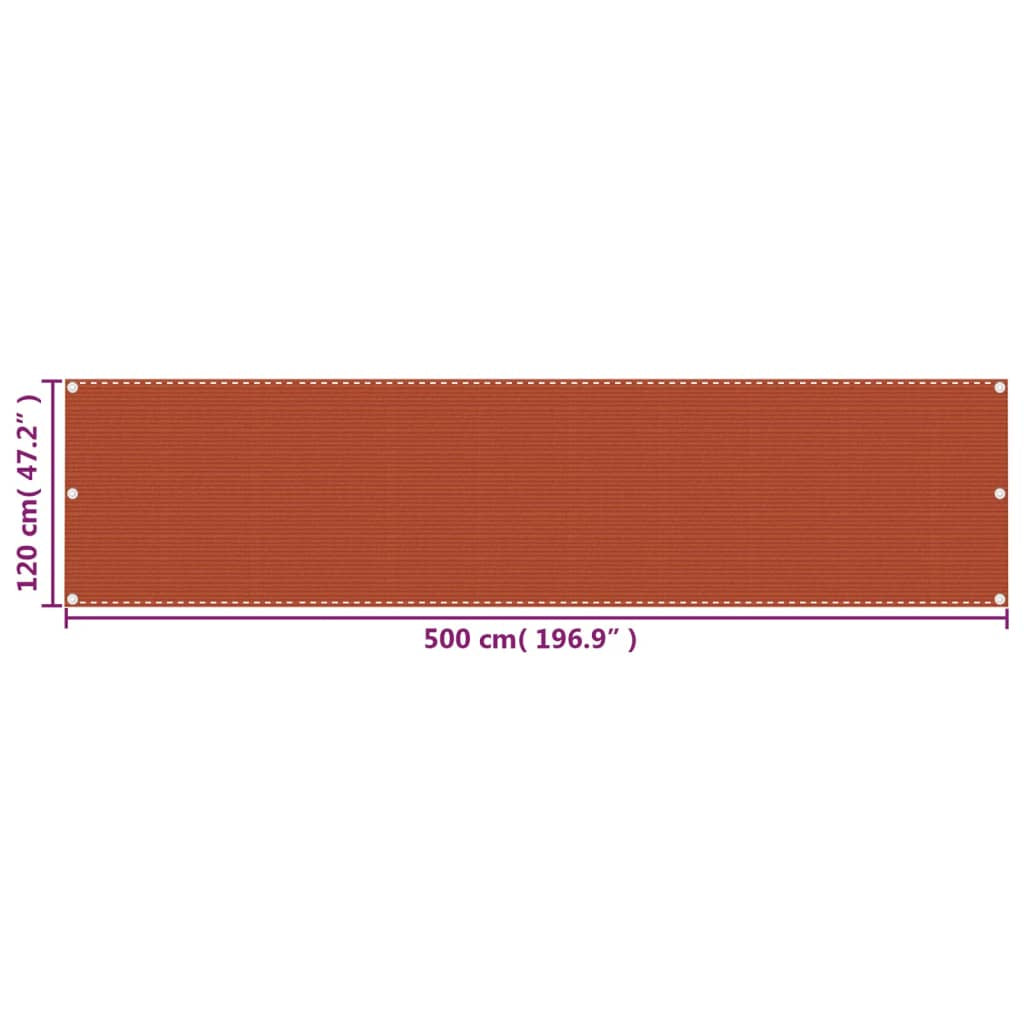 Vidaxl Toldo Para Balcón Hdpe Naranja 120x500 Cm_2