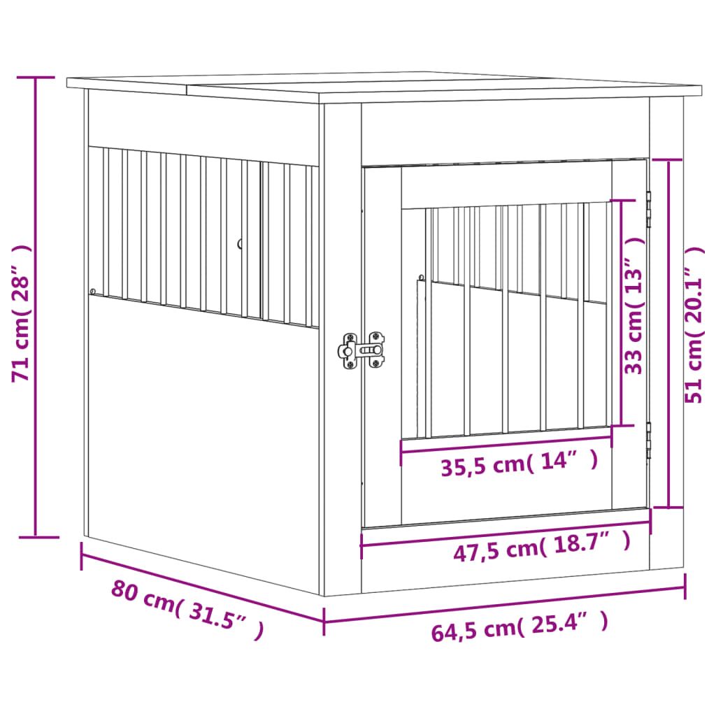 Vidaxl Jaula Para Perros Madera Ingeniería Roble Ahumado 64,5x80x71 Cm_2