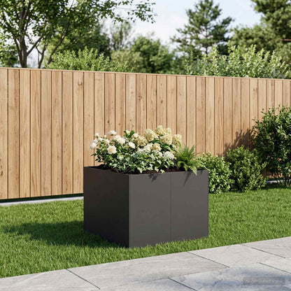 Macetero De Jardín Negro 80 X 80 X 60 Cm Acero Laminado En Frío_1