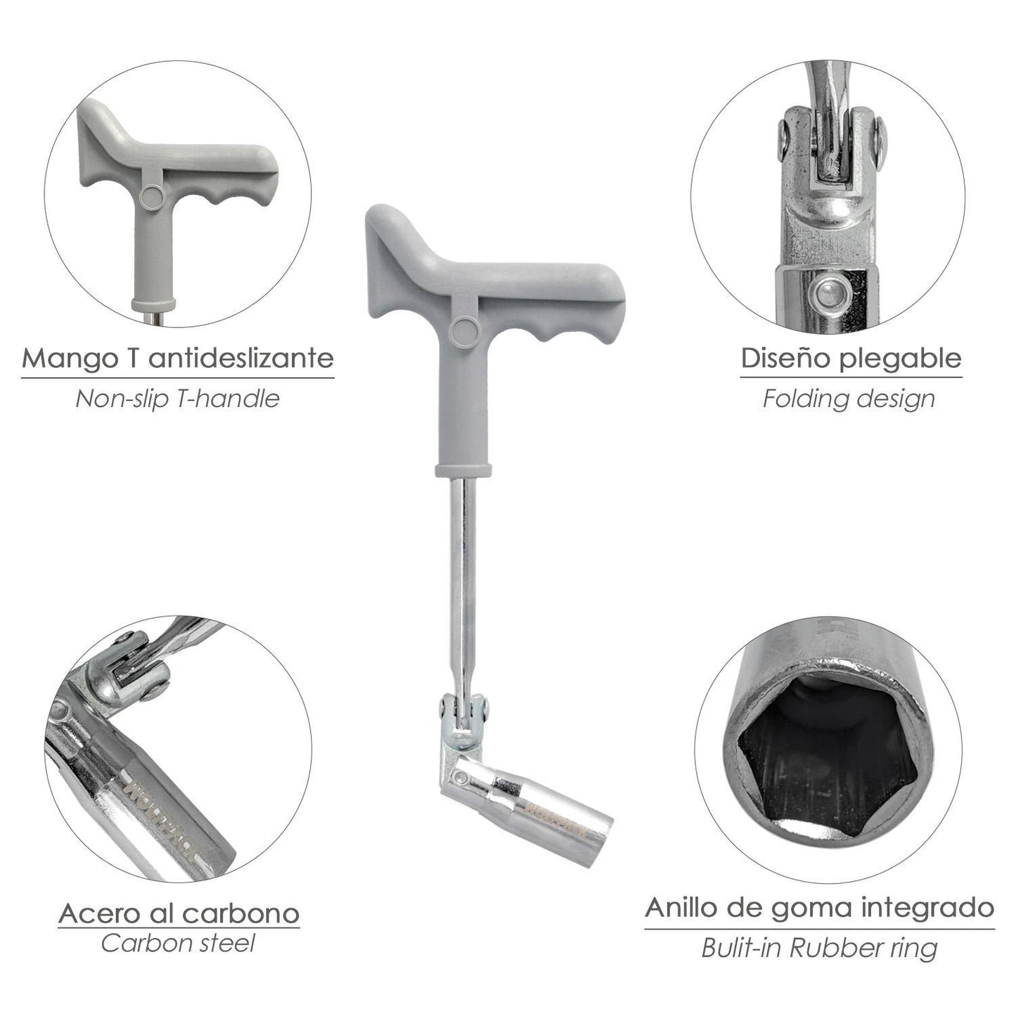 Llave Bujias Articulada 21 Mm. Con Mango T