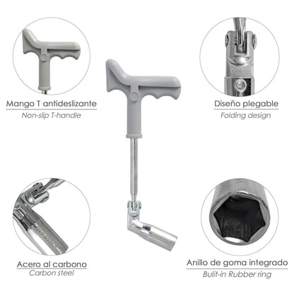 Llave Bujias Articulada 16 Mm. Con Mango T