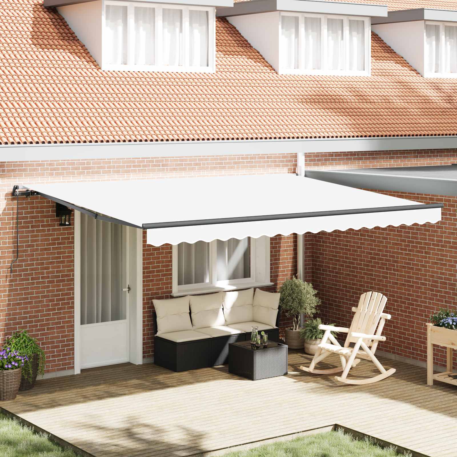 Toldo Retráctil Blanco 450 X 300 Cm Poliéster Y Aluminio_1