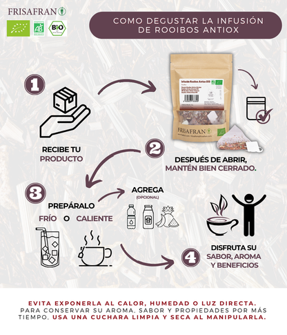 Infusión De Rooibos Antioxidante Ecológica En Pirámides | Calidad | Frisafran 30 Uds_2