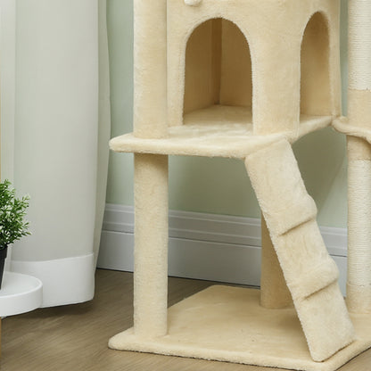 Pawhut Árbol Rascador Para Gatos 160 Cm Con Múltiples Plataformas Beige_4