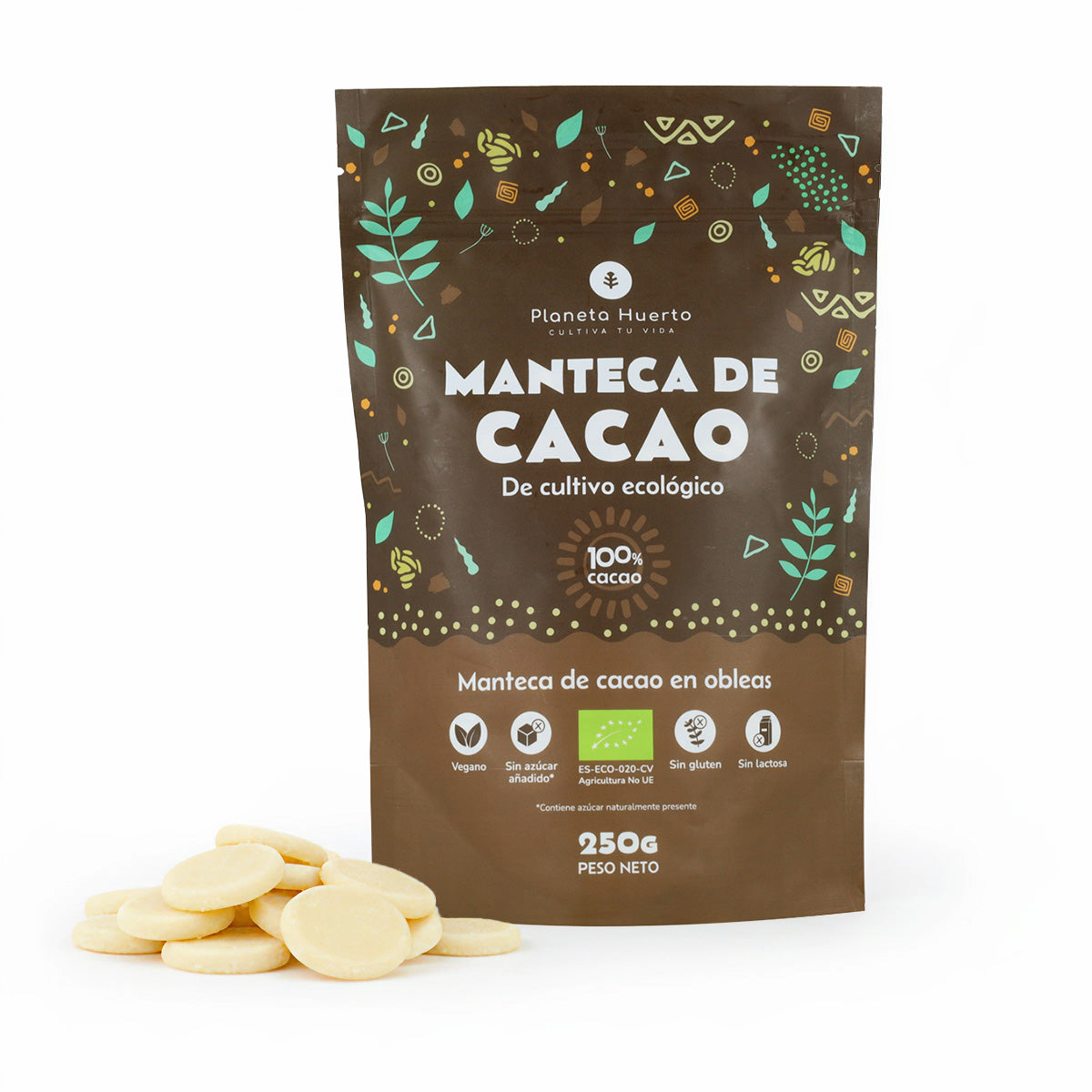 Manteca de cacao en obleas ECO Planeta Huerto 250 g