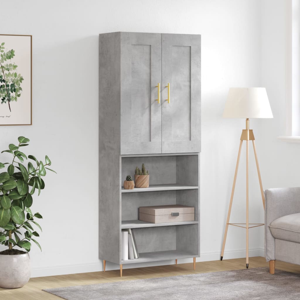 Aparador Alto Madera Contrachapada Gris Hormigón 69,5x34x180 Cm_0
