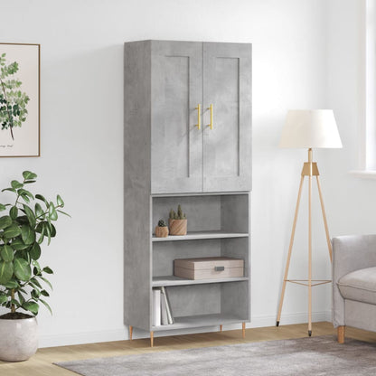 Aparador Alto Madera Contrachapada Gris Hormigón 69,5x34x180 Cm_0