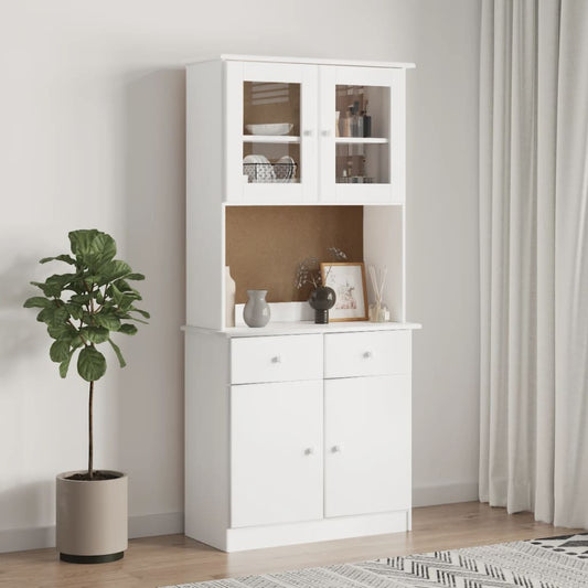 Armario Superior De Tocador Alta Madera Pino Blanco 77x30x92cm / Vetonek_0