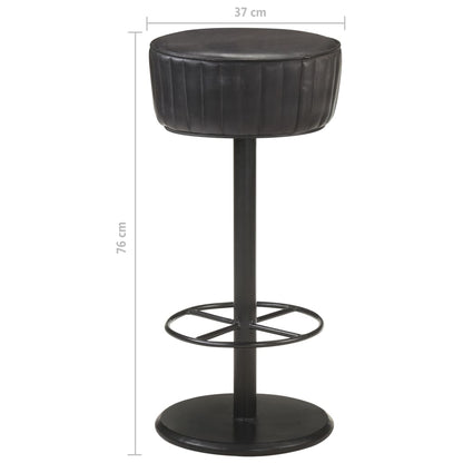 Taburete De Cocina De Cuero Auténtico Negro_3