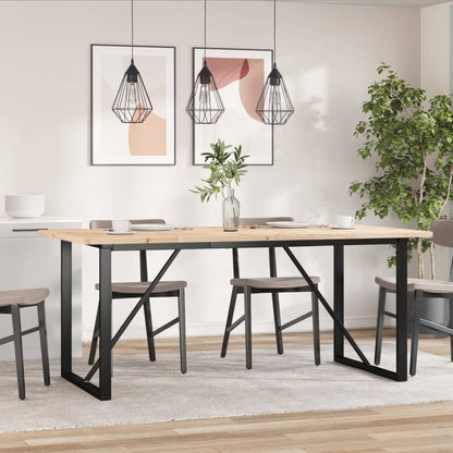 Mesa De Comedor Marco O Madera Maciza Pino Acero 180x90x75,5 Cm_1