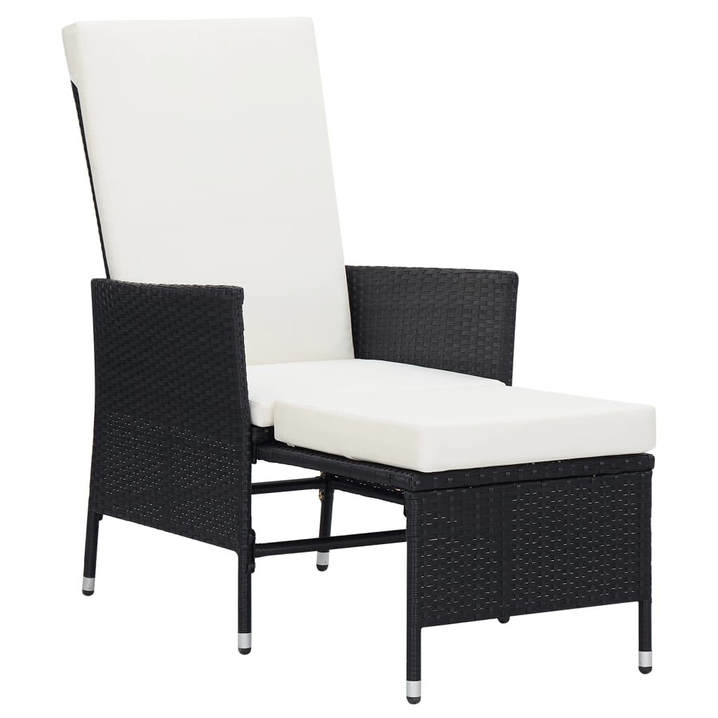 Vidaxl Sillón Reclinable De Jardín Con Cojines Ratán Sintético Negro_1