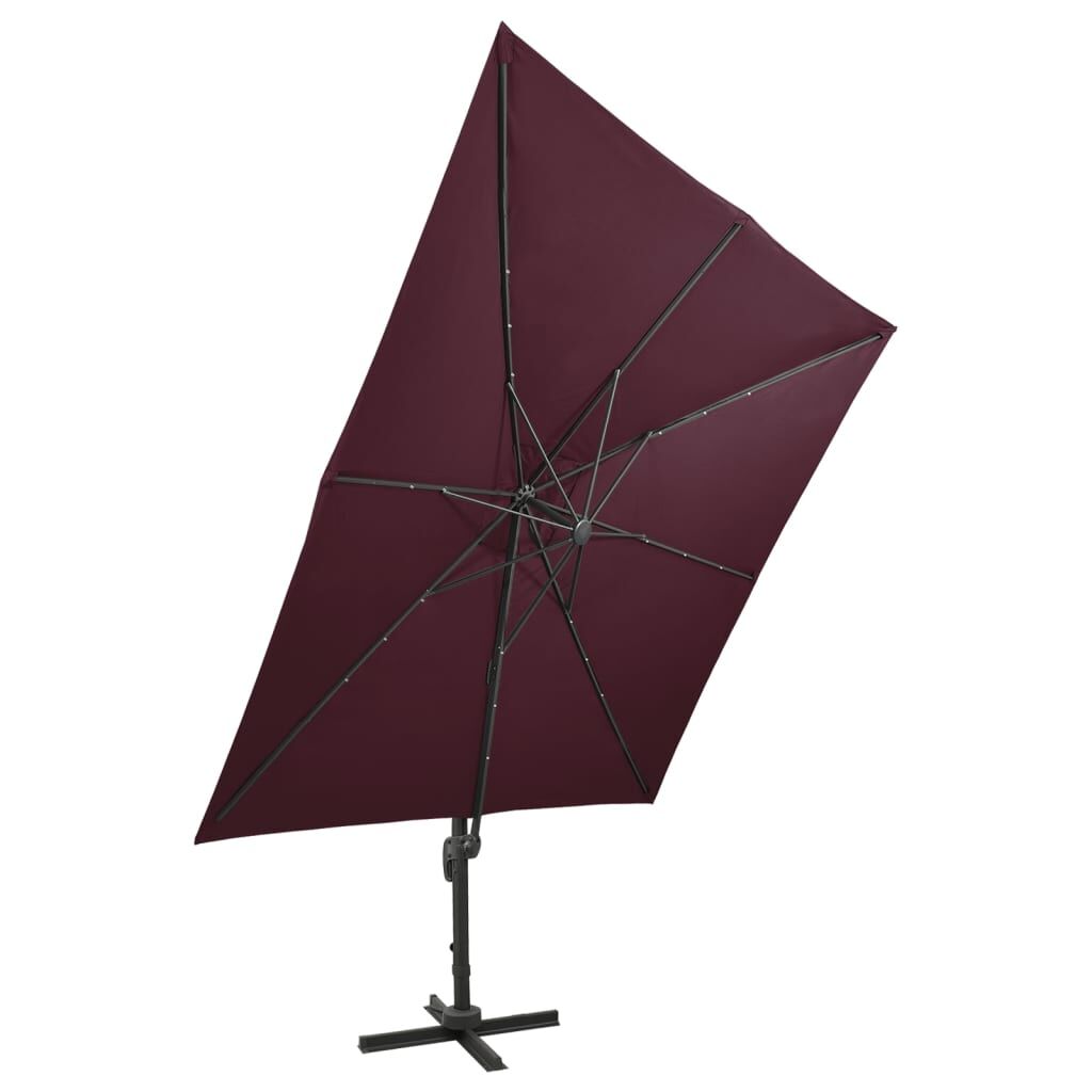 Vidaxl Sombrilla Jardín Voladiza Palo Y Luces Led Rojo Burdeos 300 Cm_3
