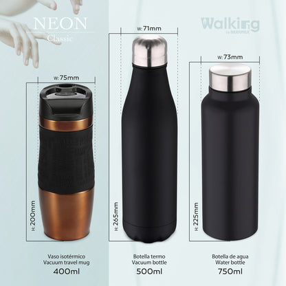 Botella Termo Cola 500ml Acero Inoxidable Negro Walking Anywhere