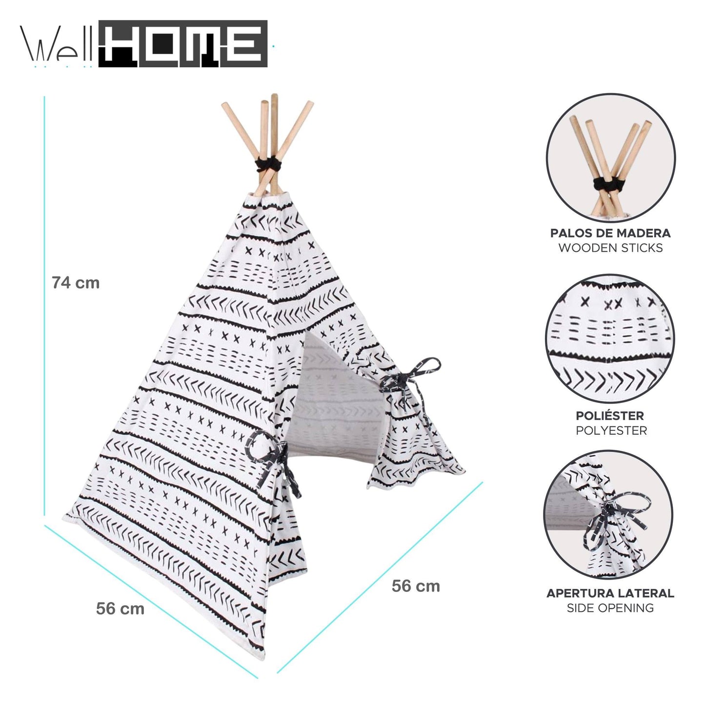 Well Home Carpa-tipi Para Mascotas De Lona 56x56x74cm