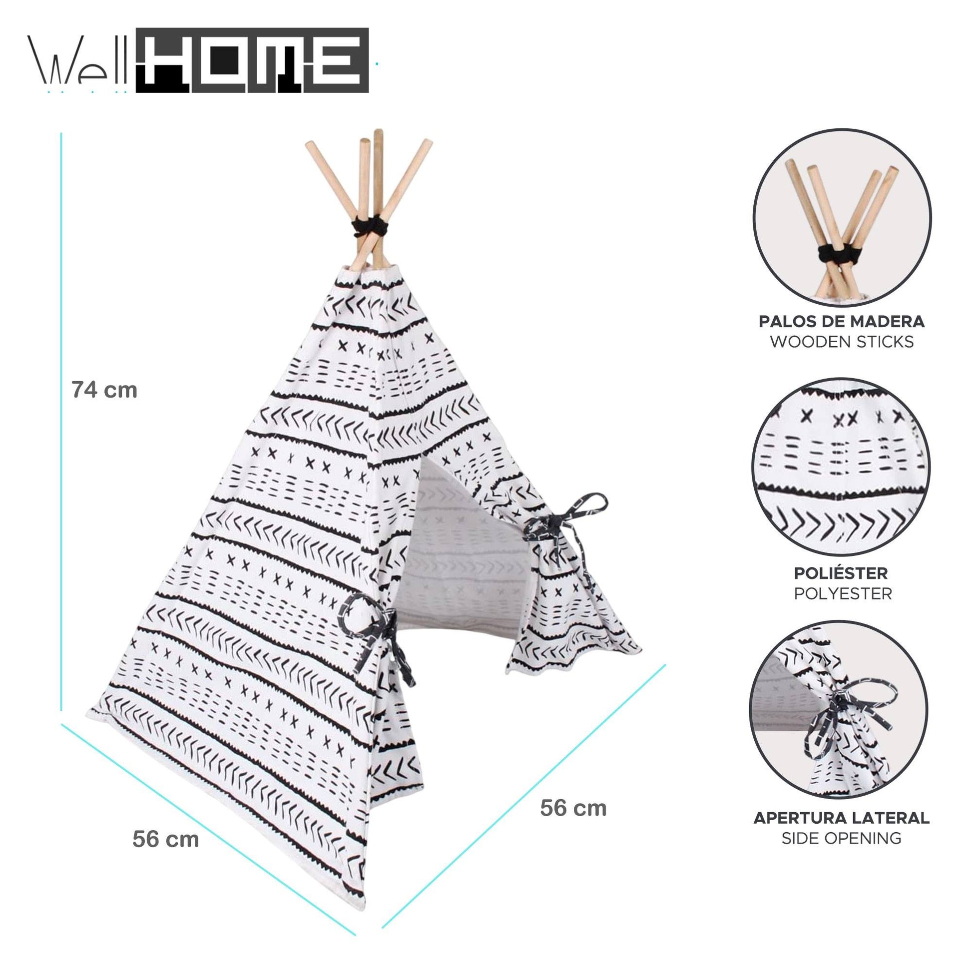 Well Home Carpa-tipi Para Mascotas De Lona 56x56x74cm