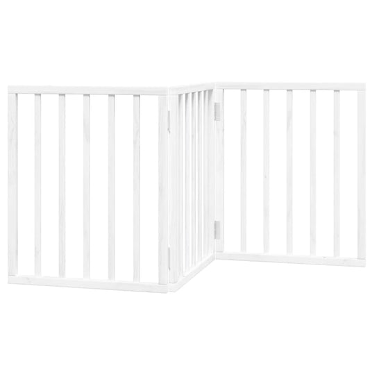 Vidaxl Puerta Para Perros Plegable 3 Paneles Madera Álamo Blanca 150cm_0