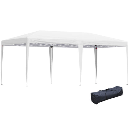 Outsunny Carpa Plegable 6x3 M Con Altura Ajustable En 3 Niveles Blanco_0