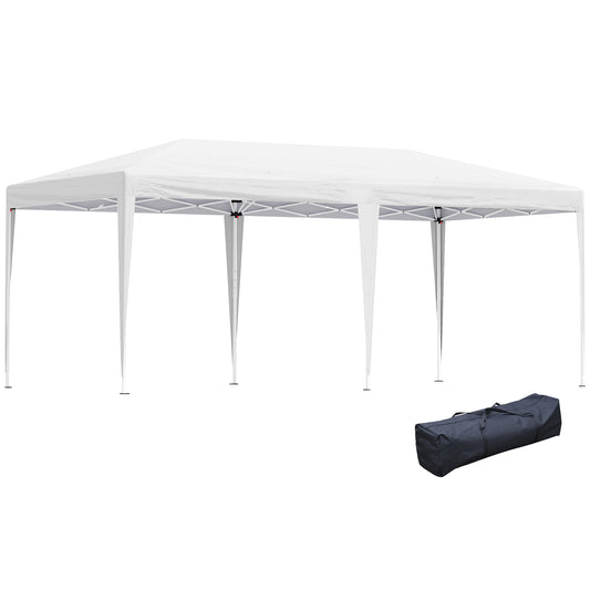 Outsunny Carpa Plegable 6x3 M Con Altura Ajustable En 3 Niveles Blanco_0