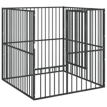 Corralito Para Perros Con 4 Paneles Acero Galvanizado Negro_3