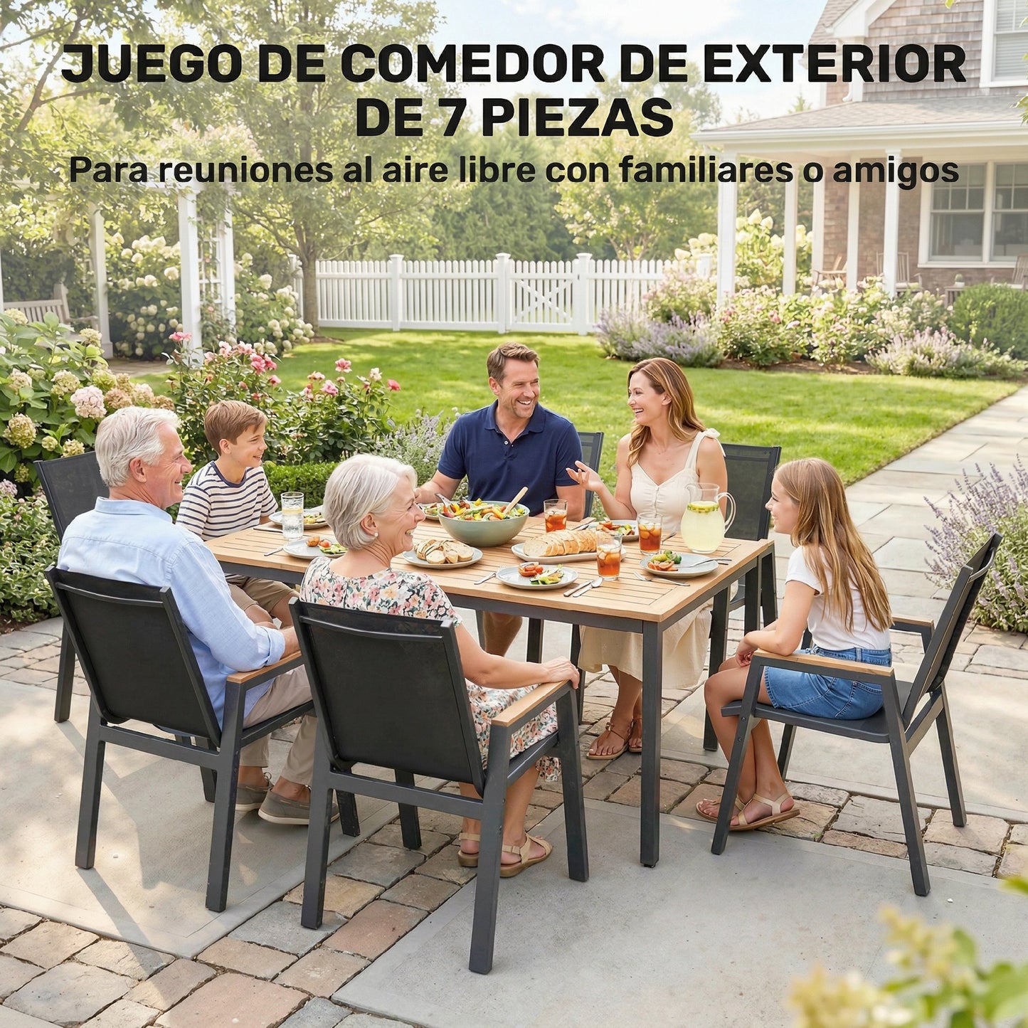 Outsunny Conjunto De Mesa Y Sillas Jardín De 7 Piezas_3