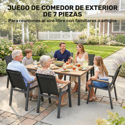 Outsunny Conjunto De Mesa Y Sillas Jardín De 7 Piezas_3