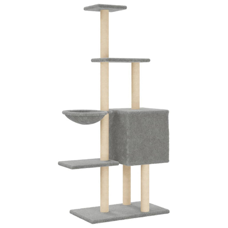 Vidaxl Rascador Para Gatos Con Postes De Sisal Gris Claro 145 Cm_5