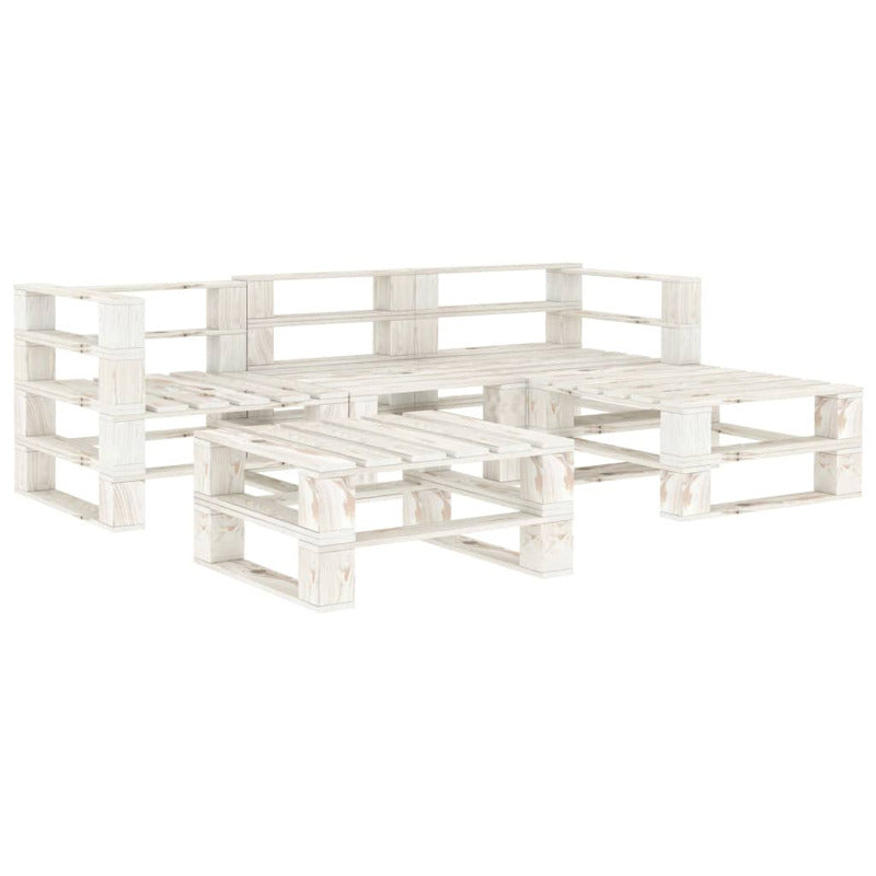 Vidaxl Juego De Muebles De Palets Para Jardín 5 Piezas Madera Blanco_0