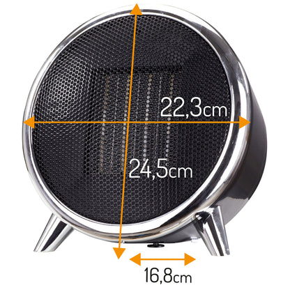 Calefactor Cerámico Led, Portátil, 2 Niveles Potencia, Termostato Automático, Diseño Moderno Adler Ad7742, Negro/plata