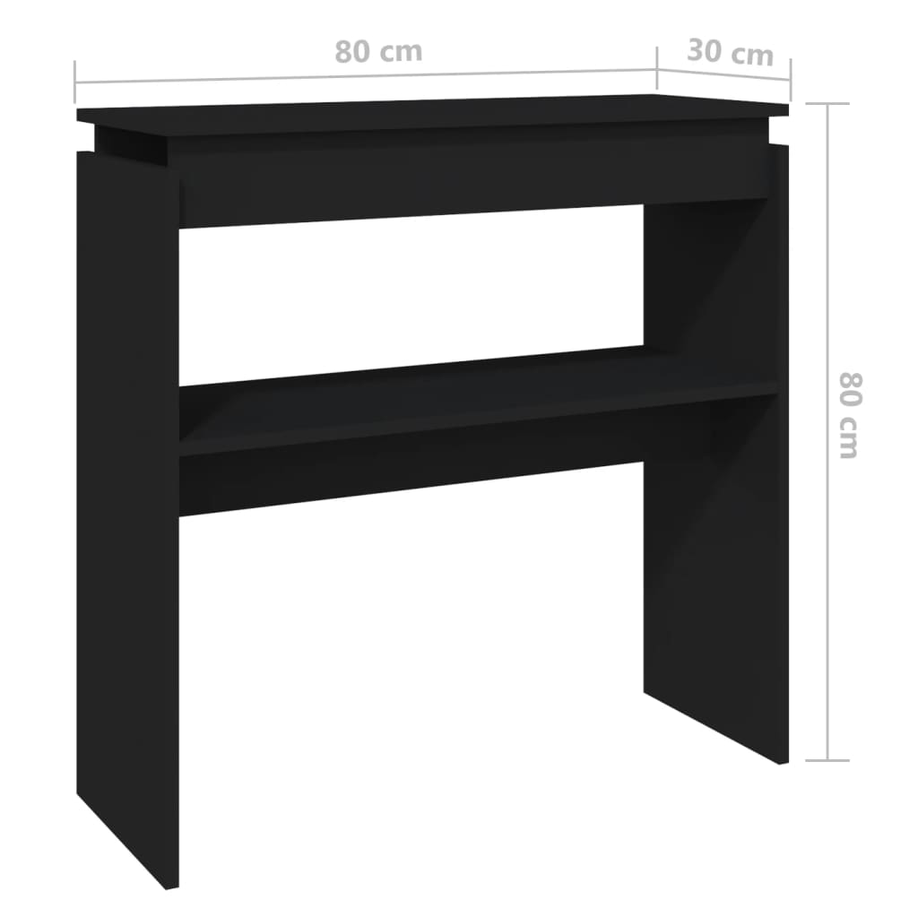Mesa Consola Madera Contrachapada Negro 80x30x80 Cm_4