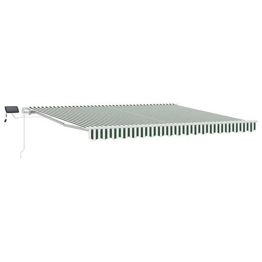 Toldo Retráctil Verde Y Blanco 400 X 300 Cm Tela Y Aluminio_0