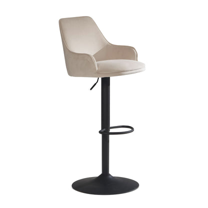 Taburete De Bar Terciopelo Beige Con Respaldo 86 - 106 Cm_0