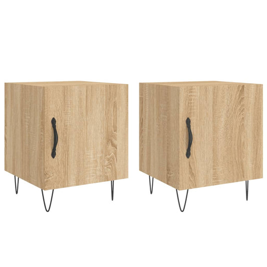 Mesitas Noche 2 Uds Madera Ingeniería Roble Sonoma 40x40x50 Cm_0