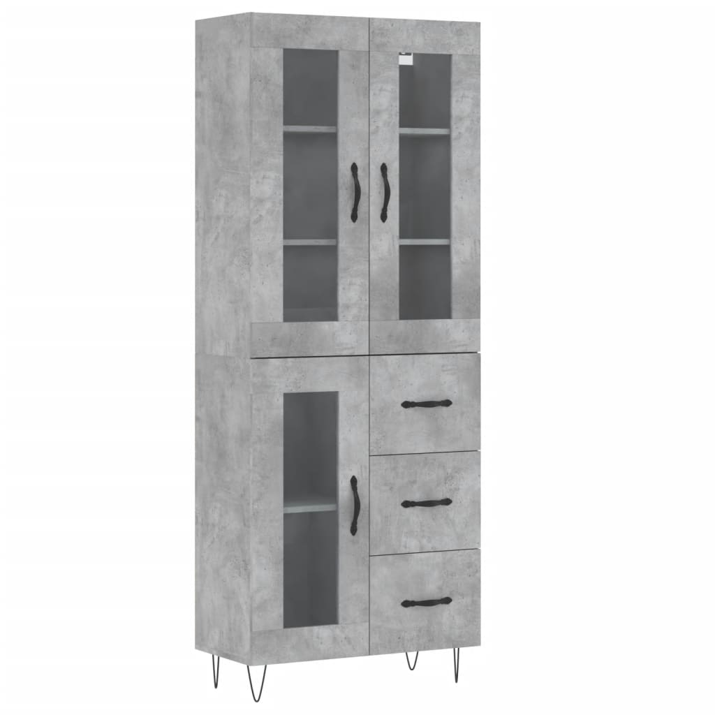 Aparador Alto Madera Contrachapada Gris Hormigón 69,5x34x180 Cm_1