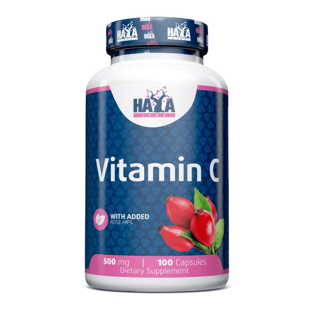 Vitamina C Con Rose Hips 500mg - 100 Cápsulas - Vitamina C - Haya Labs_0