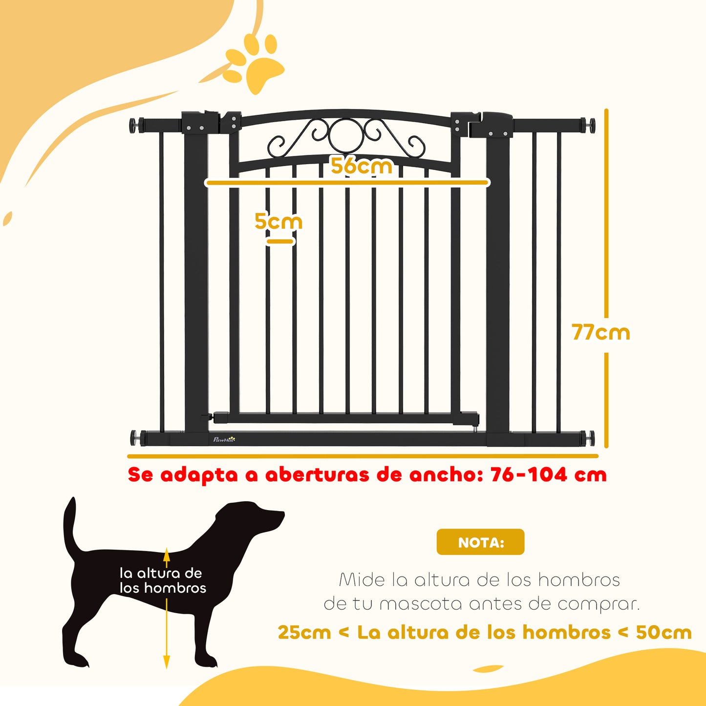 Pawhut Barrera Para Perros Con Ancho Ajustable 76-104 Cm 2 Extensiones Negro_2