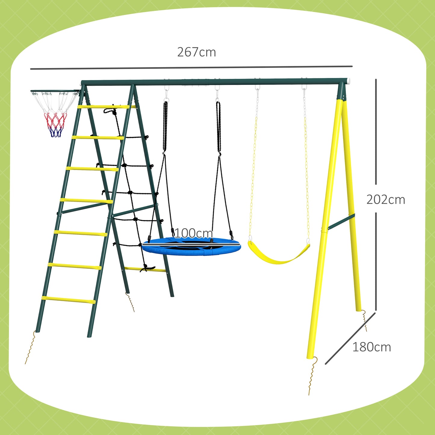 Outsunny Columpio Infantil 4 En 1 Con Columpio Nido Red Para Escalar Amarillo_2