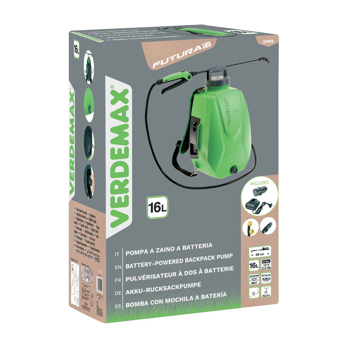 Pulverizador de mochila batería 16 l Verdemax