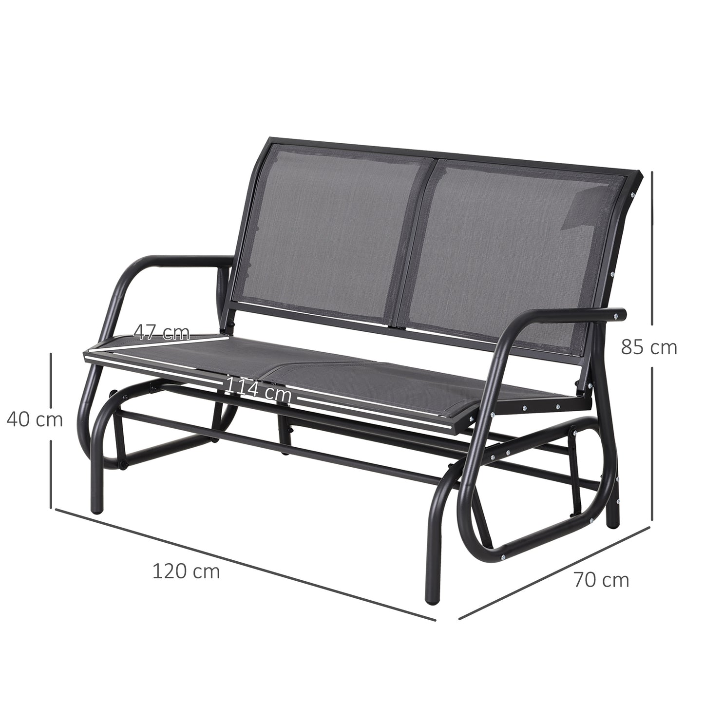 Outsunny Banco Balancín De 2 Plazas De Jardín Tubo De Metal 120x70x85 Cm Gris_2