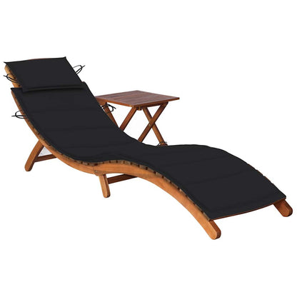 Vidaxl Tumbona De Jardín Con Mesa Y Cojín Madera Maciza De Acacia_0
