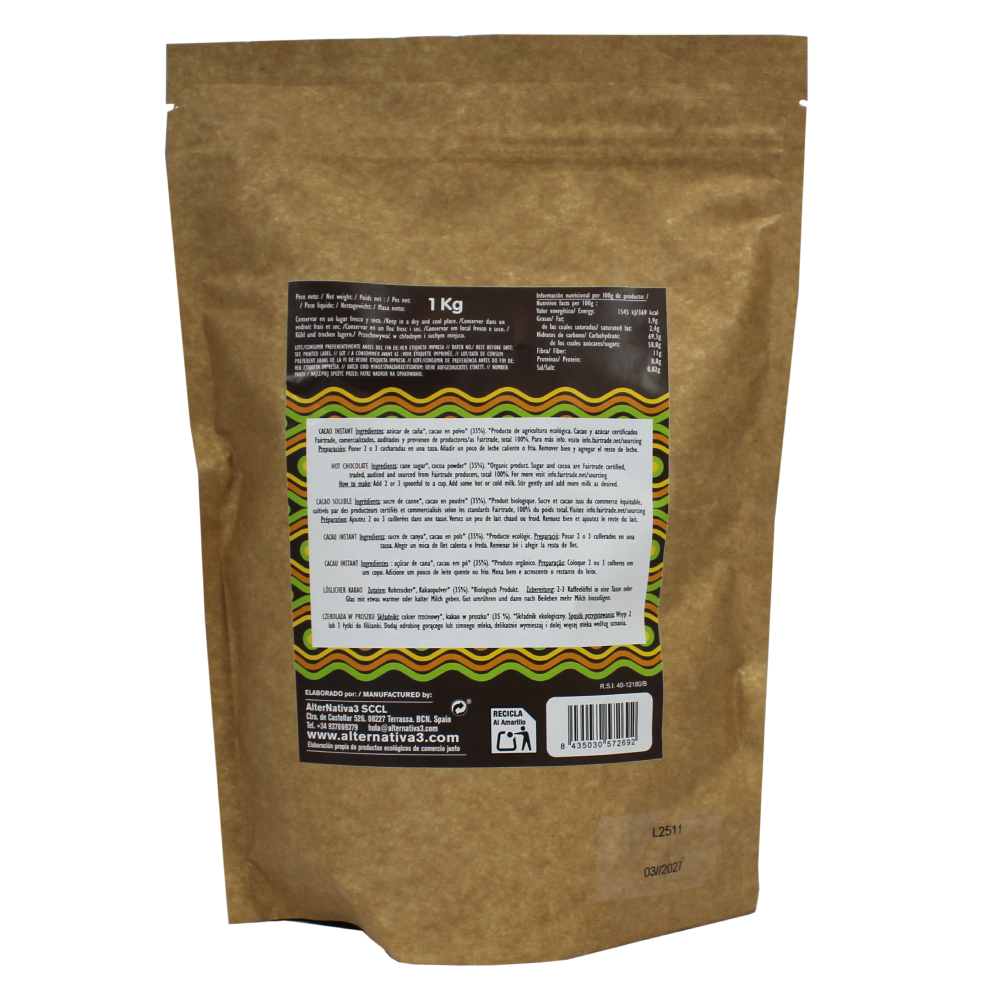 Cacao Bio Instantáneo Alternativa 1 kg en Planeta Huerto