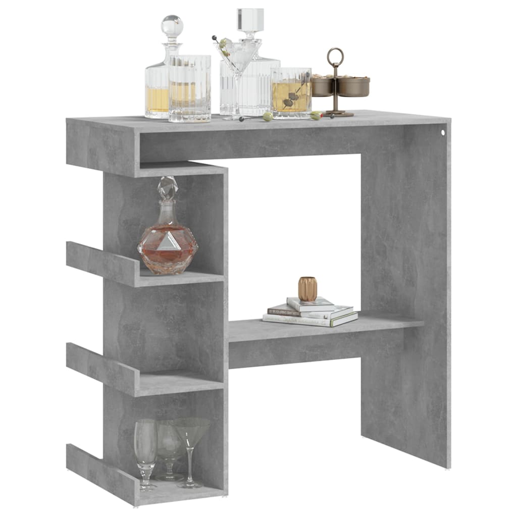 Mesa Bar Almacenaje Contrachapada Gris Hormigón 100x50x101,5 Cm_2