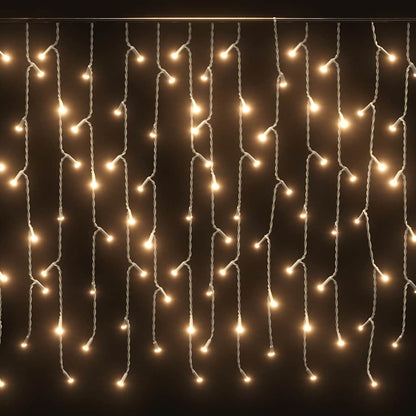 Vidaxl Cortina Luces Carámbano 10m 400 Led Blanco Cálido 8 Funciones_3