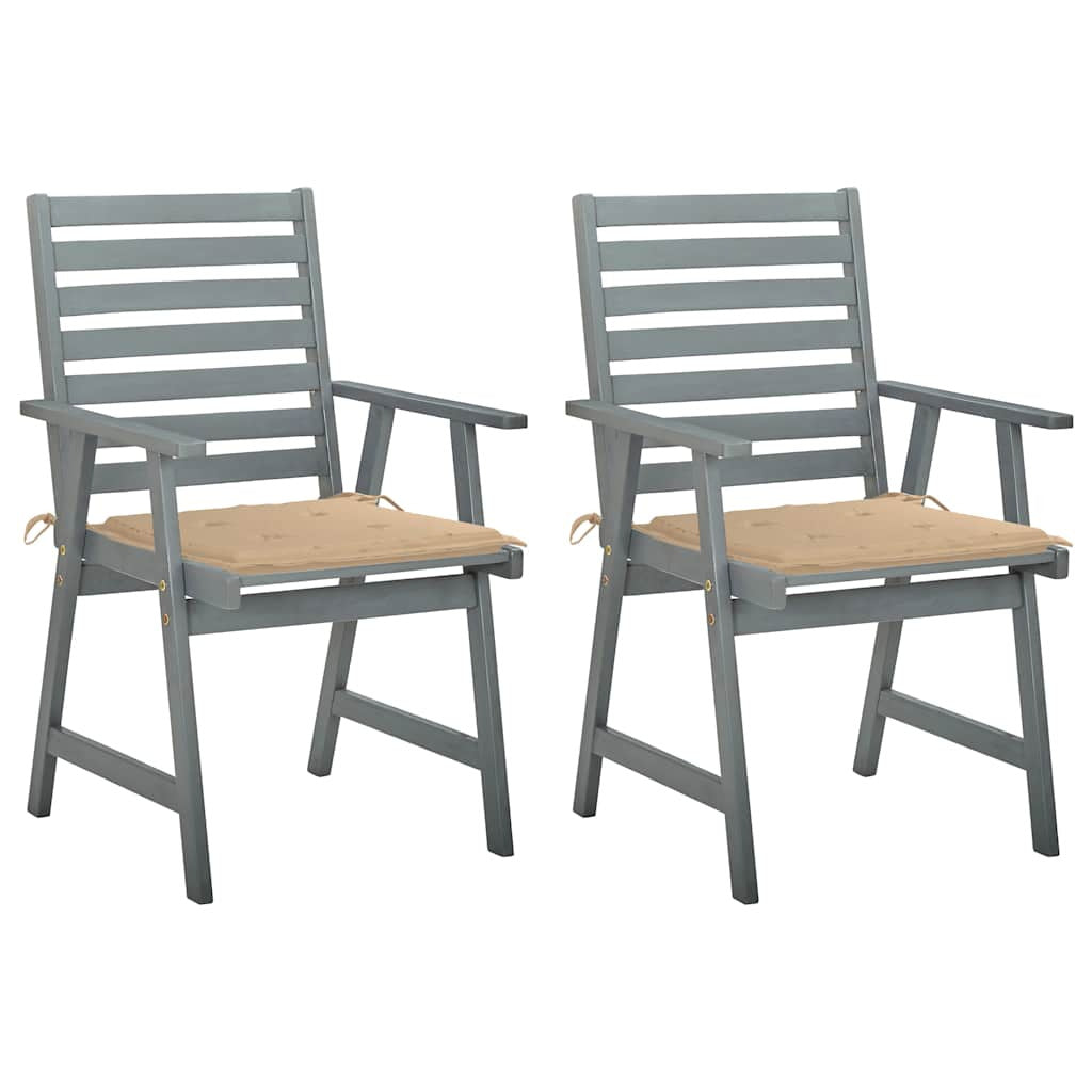 Vidaxl Sillas De Comedor Jardín 2 Uds Madera Maciza Acacia Con Cojines_0
