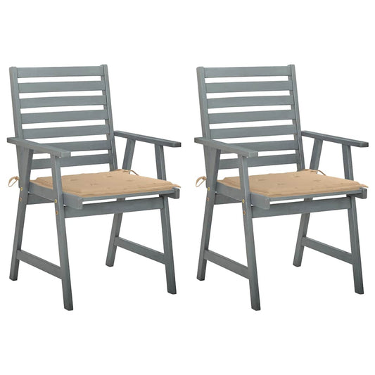 Vidaxl Sillas De Comedor Jardín 2 Uds Madera Maciza Acacia Con Cojines_0